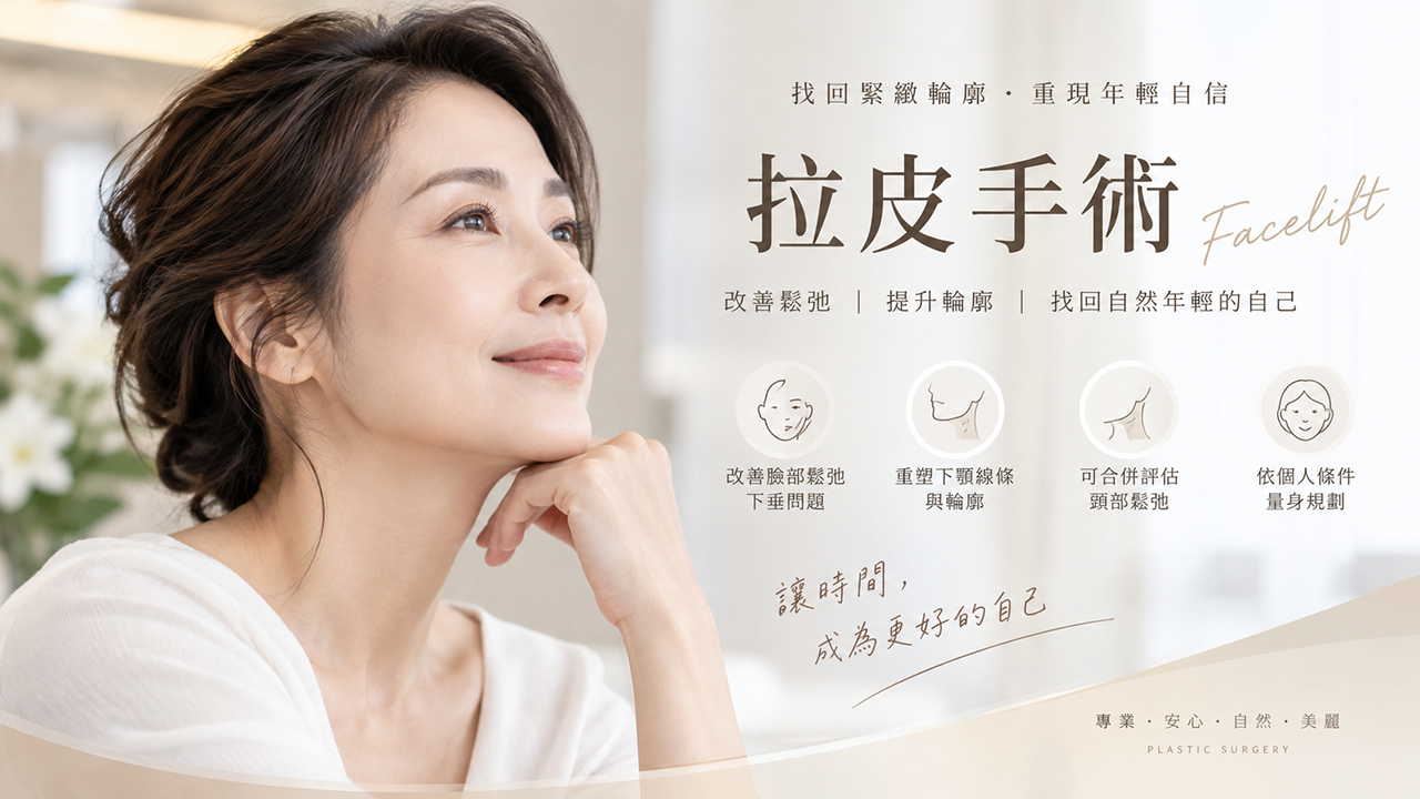拉皮手術改善臉部鬆弛與下顎輪廓評估